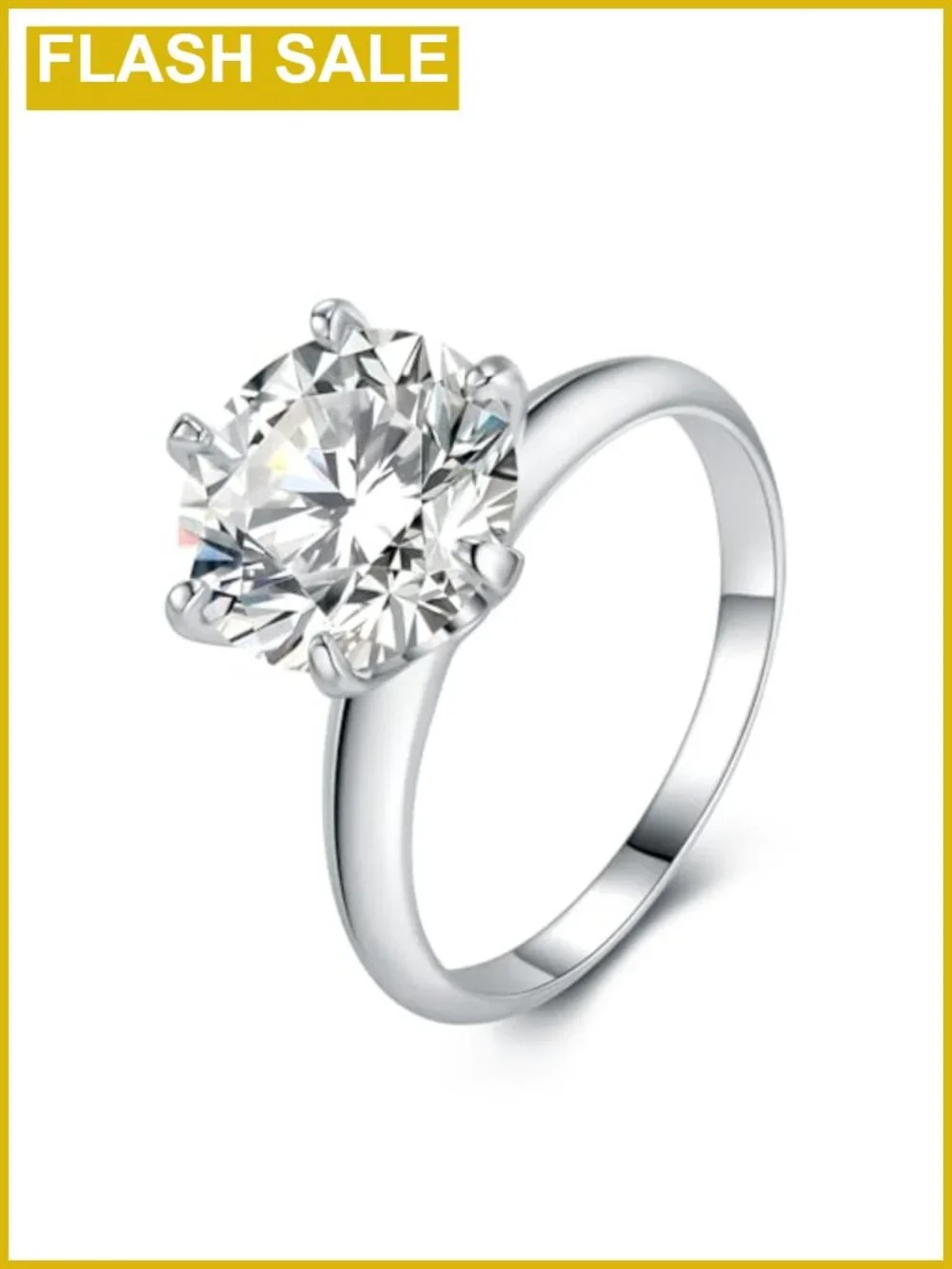 Moissanite Engagement Ring 925 Sterling Silver 18K White Gold Plated 5CT Round